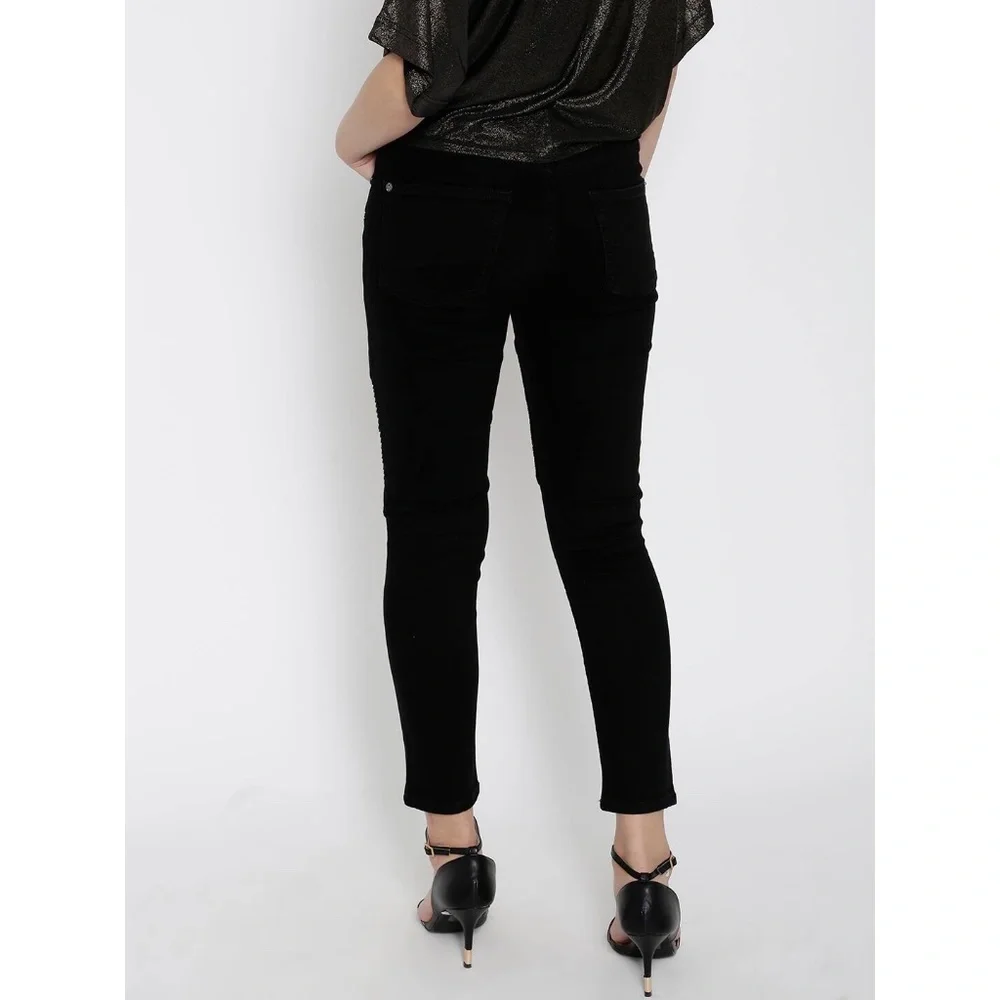 MNG | Faded Black Wash Zipper Details Relaxed Slim Moto Biker Jeans - Picture 3 of 14